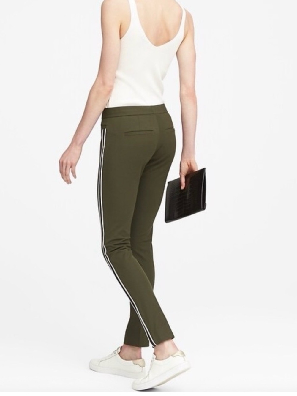 Banana Republic Olive Green Sloan Pant With Stripe Size 2
